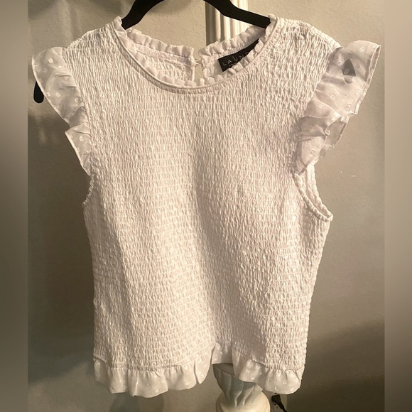 LAUNDRY by Shelli Segal Los Angeles Ruffled Flutter Sleeve Top SZ SM (Stretchy) - Picture 1 of 10